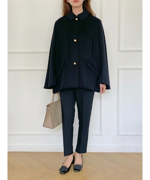 BIRTHDAY BASH(バースデイバッシュ)の「WOOL GOLD BUTTON 2WAY CAPE COAT(ウールゴールドボタン2WAYケープコート)(その他アウター・レディース・ブラック・FREE)」の19枚目の写真