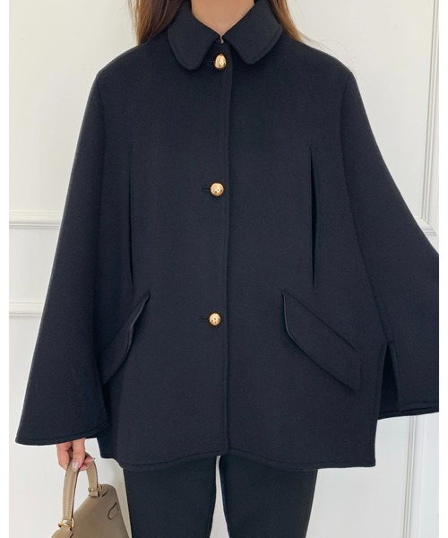 BIRTHDAY BASH(バースデイバッシュ)の「WOOL GOLD BUTTON 2WAY CAPE COAT(ウールゴールドボタン2WAYケープコート)(その他アウター・レディース・ブラック・FREE)」の20枚目の写真