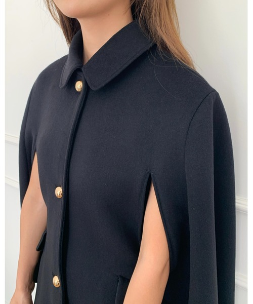 BIRTHDAY BASH(バースデイバッシュ)の「WOOL GOLD BUTTON 2WAY CAPE COAT(ウールゴールドボタン2WAYケープコート)(その他アウター・レディース・ブラック・FREE)」の21枚目の写真