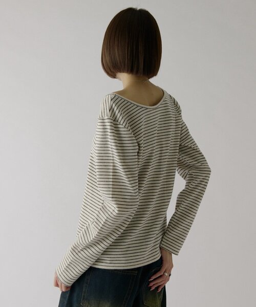 goocy（グーシー）の「前後2WAYネックトップス（Tシャツ/カットソー・レディース・アイボリー/ホワイト系その他/グレー/ブラック/ブラック系その他・FREE）」の2枚目の写真