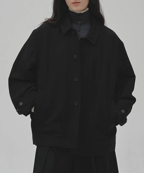 TODAYFUL（トゥデイフル）の「[TODAYFUL/トゥデイフル]Soutiencollar Washed Jacket/ステンカラーウォッシュドジャケット/軽アウター/羽織（その他アウター・レディース・アイボリー/ブラック・36/38）」の2枚目の写真