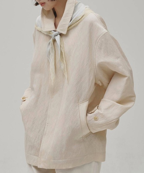 TODAYFUL（トゥデイフル）の「[TODAYFUL/トゥデイフル]Soutiencollar Washed Jacket/ステンカラーウォッシュドジャケット/軽アウター/羽織（その他アウター・レディース・アイボリー/ブラック・36/38）」の14枚目の写真