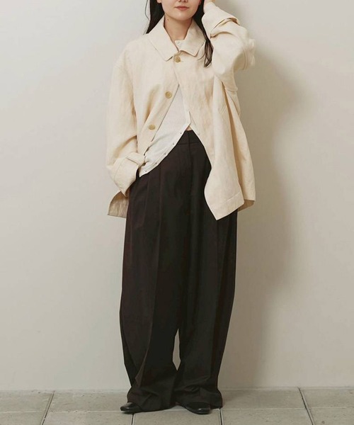 TODAYFUL（トゥデイフル）の「[TODAYFUL/トゥデイフル]Soutiencollar Washed Jacket/ステンカラーウォッシュドジャケット/軽アウター/羽織（その他アウター・レディース・アイボリー/ブラック・36/38）」の11枚目の写真