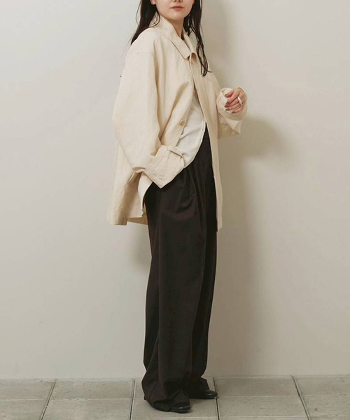 TODAYFUL（トゥデイフル）の「[TODAYFUL/トゥデイフル]Soutiencollar Washed Jacket/ステンカラーウォッシュドジャケット/軽アウター/羽織（その他アウター・レディース・アイボリー/ブラック・36/38）」の10枚目の写真