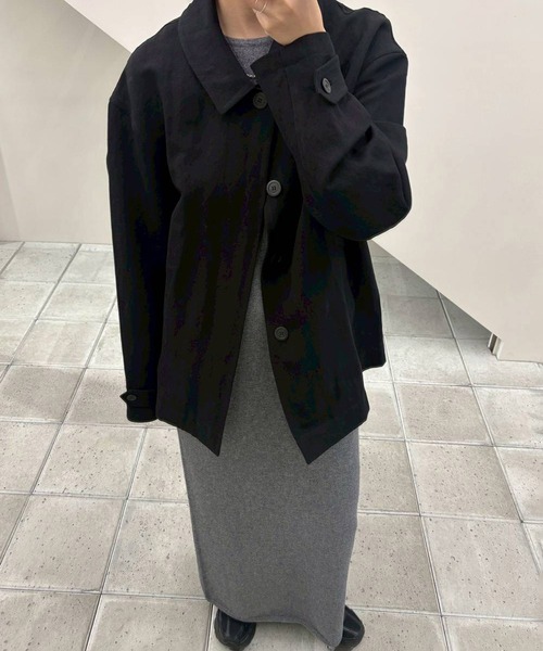 TODAYFUL（トゥデイフル）の「[TODAYFUL/トゥデイフル]Soutiencollar Washed Jacket/ステンカラーウォッシュドジャケット/軽アウター/羽織（その他アウター・レディース・アイボリー/ブラック・36/38）」の4枚目の写真