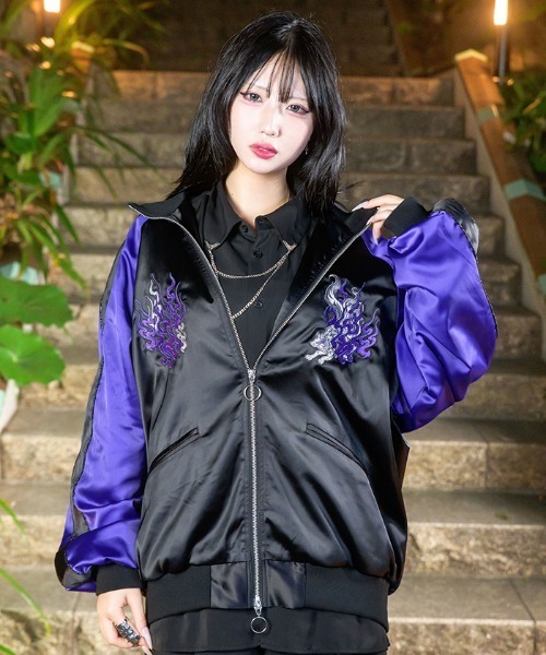 axes femme(アクシーズファム)の「九尾狐刺繍スカジャン(その他アウター・レディース・レッドパープル/ローズ/ブラック・FREE)」の1枚目の写真