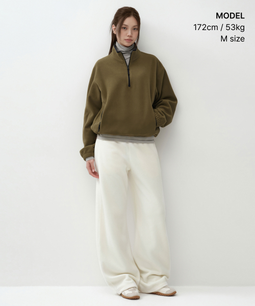 MUSINSA STANDARD WOMAN（ムシンサスタンダードウーマン）の「ウィメンズポーラフリースクォータージップアップ[オリーブ]（スウェット・レディース・その他・SMALL/MEDIUM/LARGE/X-SMALL）」の2枚目の写真