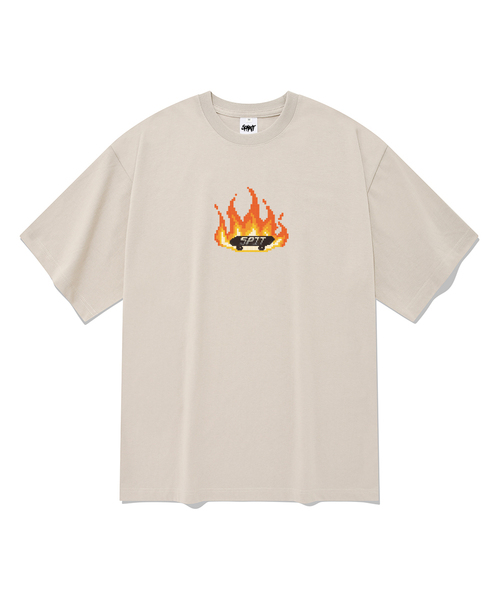SPITXIT(スピットシット)の「BURNINGBOARD 半袖Tシャツ 5色(Tシャツ/カットソー・メンズ・ベージュ/ネイビー/グレー/ブラック/ホワイト・LARGE/X-LARGE/SMALL/MEDIUM)」の4枚目の写真