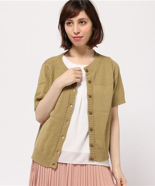 Samansa Mos2 サマンサ モスモス の バスケット編み半袖カーディガン ニット セーター Wear