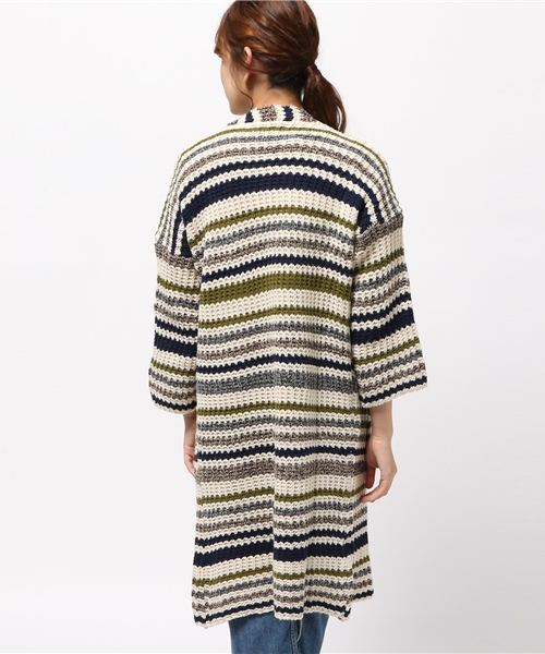 Chille anap（チルアナップ）の「マルチボーダーニットカーディガン（カーディガン/ボレロ・レディース・レッド/カーキ・FREE）」の5枚目の写真