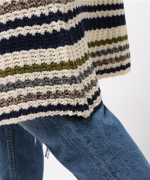 Chille anap（チルアナップ）の「マルチボーダーニットカーディガン（カーディガン/ボレロ・レディース・レッド/カーキ・FREE）」の9枚目の写真