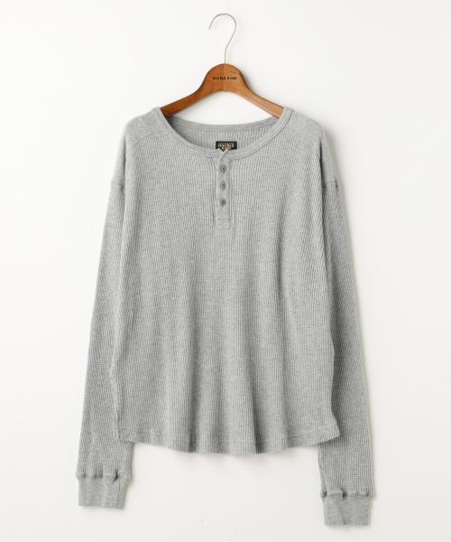 DOUBLE NAME（ダブルネーム）の「ヘンリーネックワッフルプルオーバー（Tシャツ/カットソー・レディース・オフホワイト/杢グレー/カーキ・FREE）」の2枚目の写真