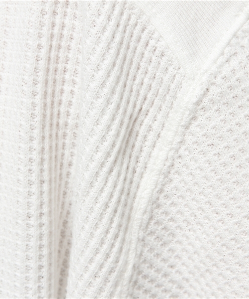 DOUBLE NAME（ダブルネーム）の「ヘンリーネックワッフルプルオーバー（Tシャツ/カットソー・レディース・オフホワイト/杢グレー/カーキ・FREE）」の10枚目の写真