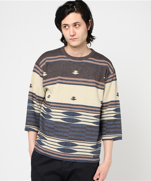 schott（ショット）の「Schott/ショット/ORIENTAL JAQUARD KNIT/オリエンタル ジャガード  ニット（ニット/セーター・メンズ・ネイビー/アイボリー・MEDIUM/X-LARGE/SMALL/LARGE）」の2枚目の写真