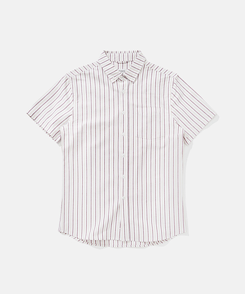 Saturdays NYC（サタデーズ ニューヨークシティ ）の「Esquina Stripe Oxford Short Sleeve Shirt（シャツ/ブラウス・メンズ・ピンク/ネイビー・S/X-SMALL/M/L）」の2枚目の写真