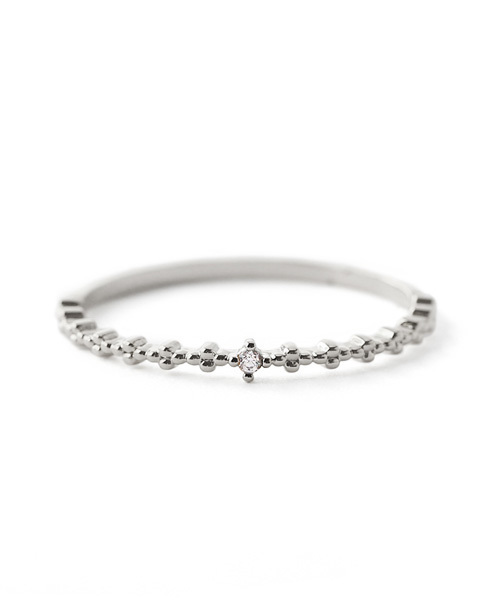 ANEMONE（アネモネ）の「一粒ビジューのミル打ちスリムリング[つぶつぶ]（リング・レディース・シルバー/ゴールド・FREE）」の4枚目の写真