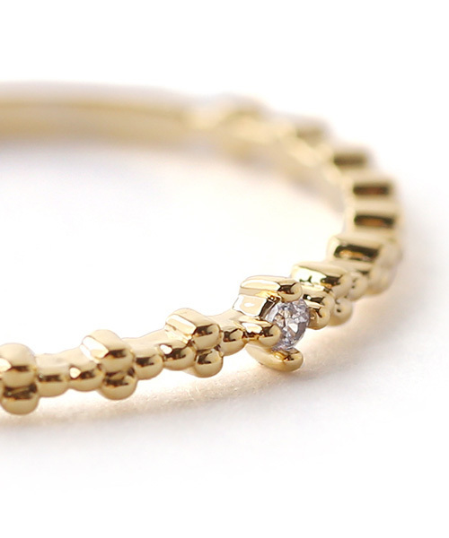 ANEMONE（アネモネ）の「一粒ビジューのミル打ちスリムリング[つぶつぶ]（リング・レディース・シルバー/ゴールド・FREE）」の5枚目の写真