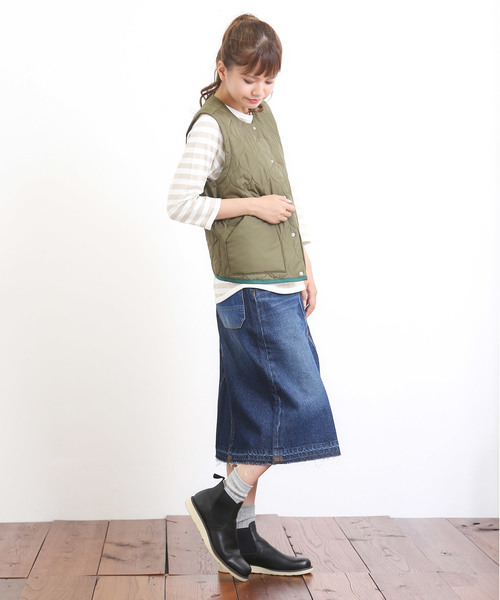 CUBE SUGAR(キューブシュガー)の「中綿キルト ミリタリーベスト(ベスト・レディース・カーキ/ネイビー・M)」の16枚目の写真