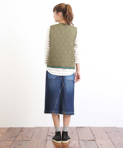 CUBE SUGAR(キューブシュガー)の「中綿キルト ミリタリーベスト(ベスト・レディース・カーキ/ネイビー・M)」の17枚目の写真