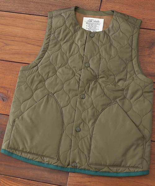 CUBE SUGAR(キューブシュガー)の「中綿キルト ミリタリーベスト(ベスト・レディース・カーキ/ネイビー・M)」の19枚目の写真