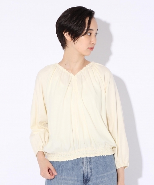 niko and...（ニコアンド）の「CRシュウマイ短丈ブラウス（シャツ/ブラウス・レディース・クリーム/ブラック/グリーン・LARGE/MEDIUM）」の19枚目の写真