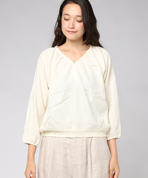 niko and...（ニコアンド）の「CRシュウマイ短丈ブラウス（シャツ/ブラウス・レディース・クリーム/ブラック/グリーン・LARGE/MEDIUM）」の10枚目の写真