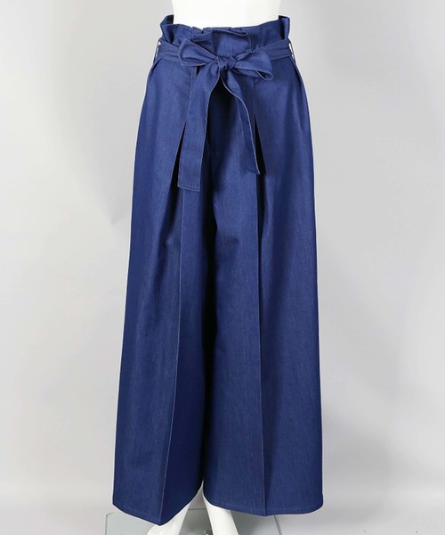 STUDIOUS SELECT(ステュディオスセレクト)の「【MUVEIL】ハイウエストワイドパンツ MA74FP010(その他パンツ・レディース・ブラック/ブルー/ホワイト×ネイビー・38/36)」の3枚目の写真