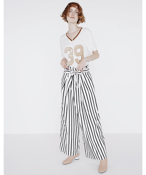 STUDIOUS SELECT(ステュディオスセレクト)の「【MUVEIL】ハイウエストワイドパンツ MA74FP010(その他パンツ・レディース・ブラック/ブルー/ホワイト×ネイビー・38/36)」の4枚目の写真