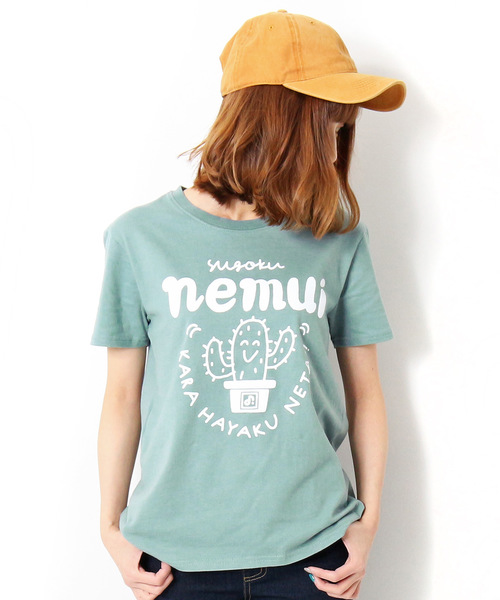 devirock（デビロック）の「わかるさんコラボ レディースプリント半袖Tシャツ カットソー（Tシャツ/カットソー・レディース・グレー系その他/ホワイト系その他/グリーン系その他/ブラック系その他・M/L）」の4枚目の写真