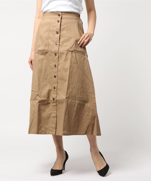 Pierrot（ピエロ）の「フロントボタンロングスカート/チノスカート（スカート・レディース・カーキ/ベージュ/グレー・L/M）」の7枚目の写真