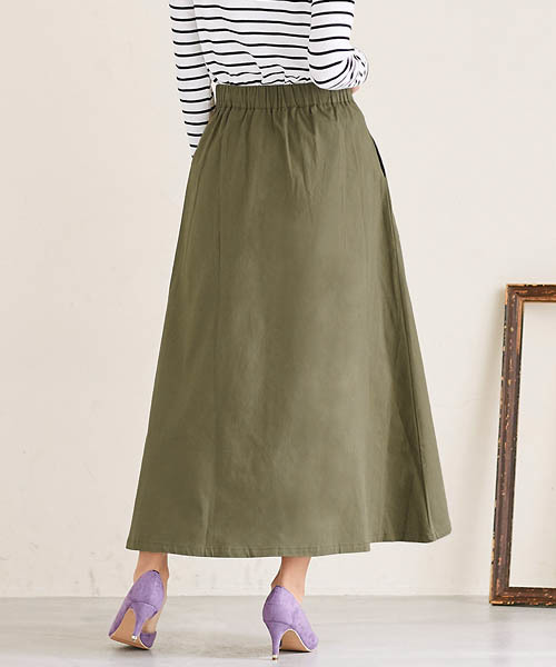 Pierrot（ピエロ）の「フロントボタンロングスカート/チノスカート（スカート・レディース・カーキ/ベージュ/グレー・L/M）」の14枚目の写真