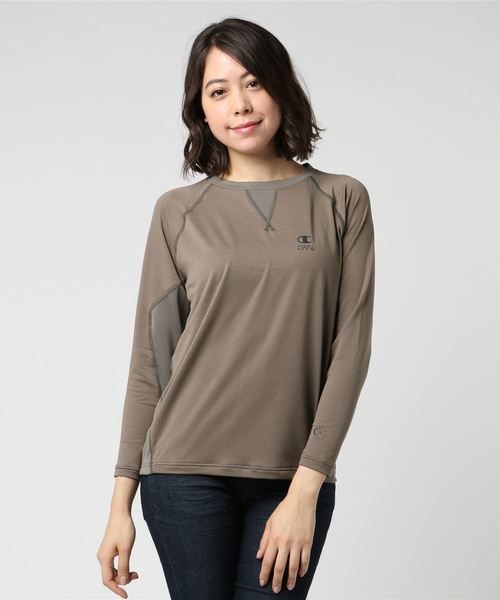 Champion（チャンピオン）の「【Champion/チャンピオン】レディース CPFU(チャンピオン フィジカルフィットネスユニフォーム) Tシャツ（Tシャツ/カットソー・レディース・サンドベージュ/レッド系その他6/オリーブ/ダークブルー・LARGE/MEDIUM）」の2枚目の写真