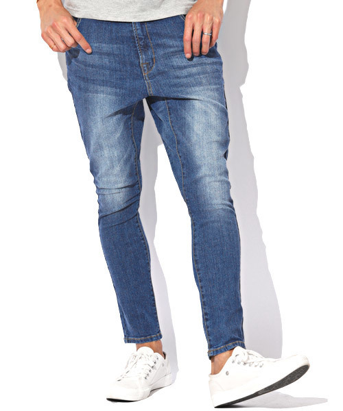 LUXSTYLE（ラグスタイル）の「デニムサルエルパンツ（デニムパンツ・メンズ・ブルー/ホワイト/ベージュ/インディゴブルー/ブラック・XL/L/M/S）」の5枚目の写真