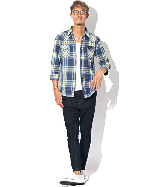 LUXSTYLE（ラグスタイル）の「デニムサルエルパンツ（デニムパンツ・メンズ・ブルー/ホワイト/ベージュ/インディゴブルー/ブラック・XL/L/M/S）」の7枚目の写真