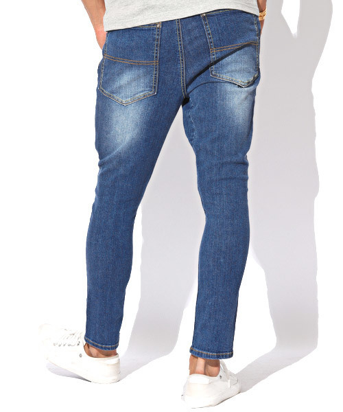 LUXSTYLE（ラグスタイル）の「デニムサルエルパンツ（デニムパンツ・メンズ・ブルー/ホワイト/ベージュ/インディゴブルー/ブラック・XL/L/M/S）」の10枚目の写真