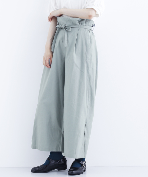 MERLOT（メルロー）の「コットンリネンハイウエストリボンワイドパンツ2759（その他パンツ・レディース・ブラック/ベージュ/グレー/カーキ・FREE）」の2枚目の写真