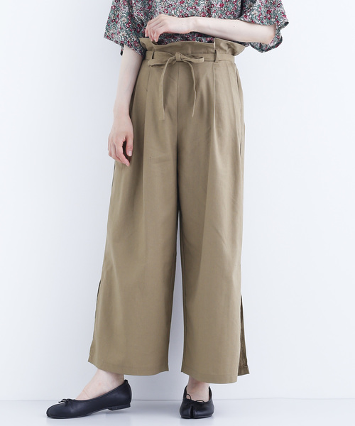 MERLOT（メルロー）の「コットンリネンハイウエストリボンワイドパンツ2759（その他パンツ・レディース・ブラック/ベージュ/グレー/カーキ・FREE）」の4枚目の写真