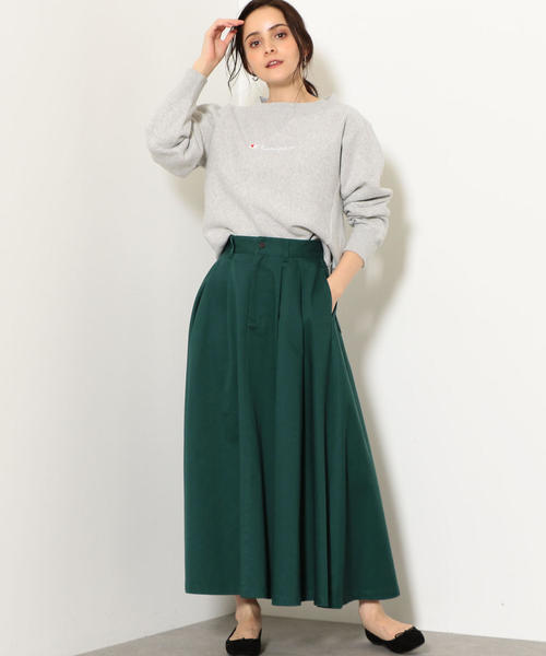 green label relaxing(グリーンレーベルリラクシング)の「NFC タック フレア ボリューム チノ スカート(スカート・レディース・ベージュ/ネイビー/ダークグリーン・38/36)」の13枚目の写真