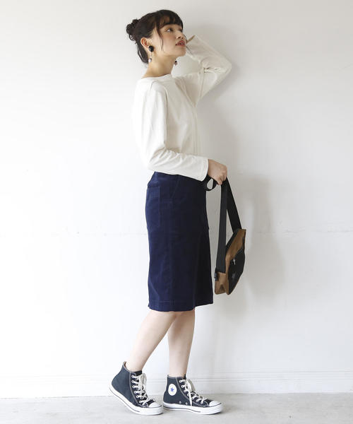 coen（コーエン）の「ストレッチコーデュロイタイトミディアムスカート（スカート・レディース・ダークグレー/ベージュ/ネイビー/ダークブラウン・LARGE/MEDIUM/SMALL）」の12枚目の写真