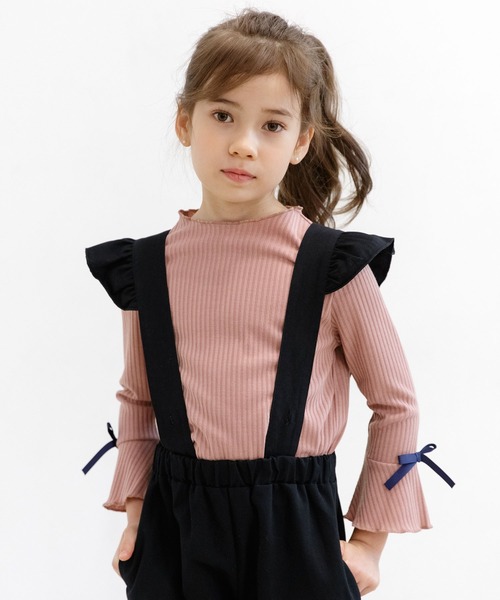 Bee des Bee（ビーデスビー）の「メロウハイネック フレア袖トップス（Tシャツ/カットソー・キッズ・ホワイト/ライトブルー/ブラック/ブラウン/ワイン/ピンク/ベージュ/キャメル/ピンクベージュ/マスタード/ダークグリーン/シルバー系その他/ラベンダー/ネイビー/チョコ/ブラック系/ブルーグレー/ミント/ピンク系・110cm/100cm/120cm/130cm/140cm/150cm）」の13枚目の写真