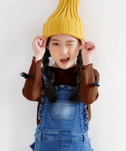 Bee des Bee（ビーデスビー）の「メロウハイネック フレア袖トップス（Tシャツ/カットソー・キッズ・ホワイト/ライトブルー/ブラック/ブラウン/ワイン/ピンク/ベージュ/キャメル/ピンクベージュ/マスタード/ダークグリーン/シルバー系その他/ラベンダー/ネイビー/チョコ/ブラック系/ブルーグレー/ミント/ピンク系・110cm/100cm/120cm/130cm/140cm/150cm）」の7枚目の写真