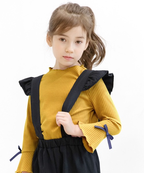 Bee des Bee（ビーデスビー）の「メロウハイネック フレア袖トップス（Tシャツ/カットソー・キッズ・ホワイト/ライトブルー/ブラック/ブラウン/ワイン/ピンク/ベージュ/キャメル/ピンクベージュ/マスタード/ダークグリーン/シルバー系その他/ラベンダー/ネイビー/チョコ/ブラック系/ブルーグレー/ミント/ピンク系・110cm/100cm/120cm/130cm/140cm/150cm）」の14枚目の写真