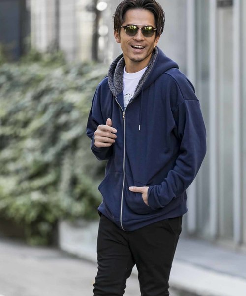 ADMIX/ATELIER SAB MEN(アドミックスアトリエサブメン)の「裏ボア スウェット ドルマン袖 ジップアップ パーカー(パーカー・メンズ・ブラック/チャコールグレー/ネイビー・48/50)」の3枚目の写真