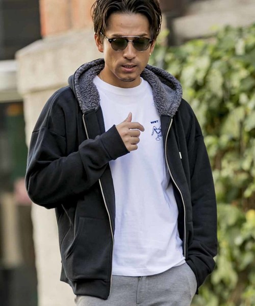 ADMIX/ATELIER SAB MEN(アドミックスアトリエサブメン)の「裏ボア スウェット ドルマン袖 ジップアップ パーカー(パーカー・メンズ・ブラック/チャコールグレー/ネイビー・48/50)」の2枚目の写真