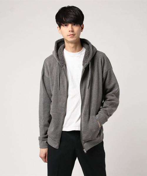 ADMIX/ATELIER SAB MEN(アドミックスアトリエサブメン)の「裏ボア スウェット ドルマン袖 ジップアップ パーカー(パーカー・メンズ・ブラック/チャコールグレー/ネイビー・48/50)」の13枚目の写真