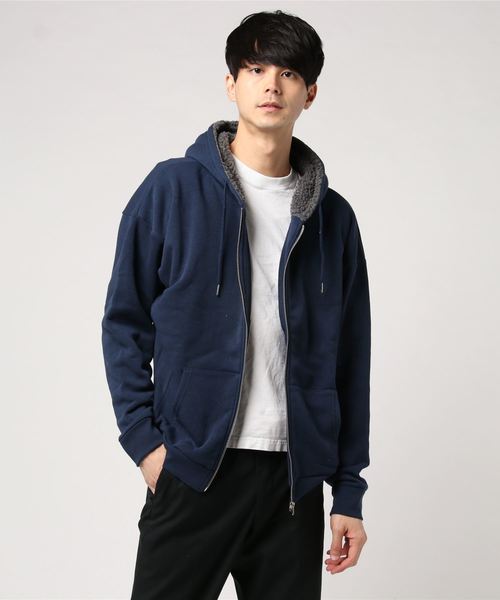 ADMIX/ATELIER SAB MEN(アドミックスアトリエサブメン)の「裏ボア スウェット ドルマン袖 ジップアップ パーカー(パーカー・メンズ・ブラック/チャコールグレー/ネイビー・48/50)」の7枚目の写真