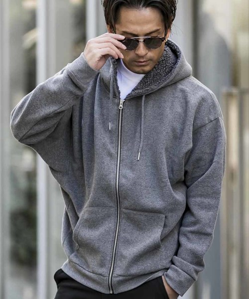 ADMIX/ATELIER SAB MEN(アドミックスアトリエサブメン)の「裏ボア スウェット ドルマン袖 ジップアップ パーカー(パーカー・メンズ・ブラック/チャコールグレー/ネイビー・48/50)」の10枚目の写真