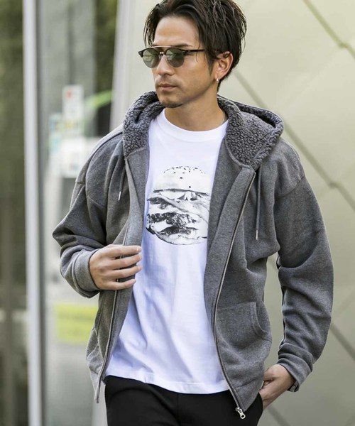 ADMIX/ATELIER SAB MEN(アドミックスアトリエサブメン)の「裏ボア スウェット ドルマン袖 ジップアップ パーカー(パーカー・メンズ・ブラック/チャコールグレー/ネイビー・48/50)」の9枚目の写真