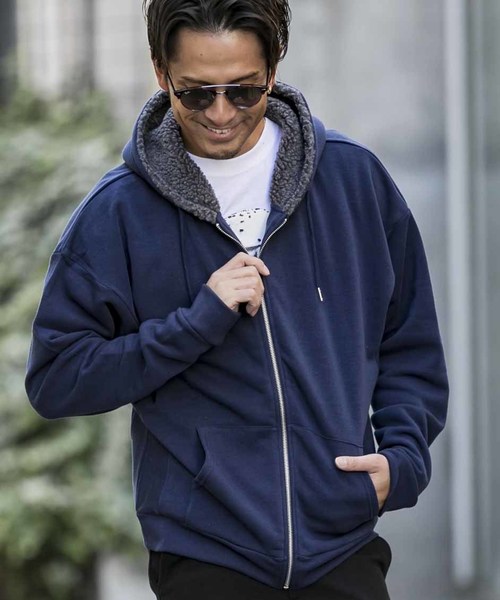 ADMIX/ATELIER SAB MEN(アドミックスアトリエサブメン)の「裏ボア スウェット ドルマン袖 ジップアップ パーカー(パーカー・メンズ・ブラック/チャコールグレー/ネイビー・48/50)」の5枚目の写真