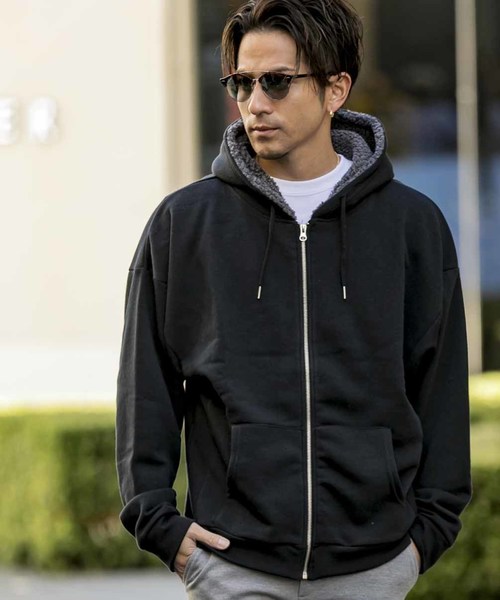 ADMIX/ATELIER SAB MEN(アドミックスアトリエサブメン)の「裏ボア スウェット ドルマン袖 ジップアップ パーカー(パーカー・メンズ・ブラック/チャコールグレー/ネイビー・48/50)」の14枚目の写真